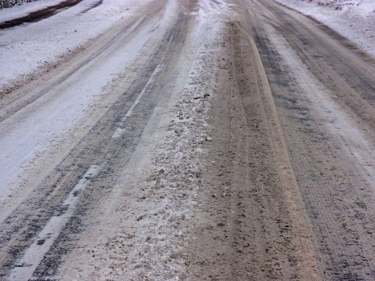 slippery road, snow, slush